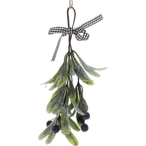 Branche de gui artificielle avec baies, fausse branche de gui de Noël à suspendre-21X11X3CM