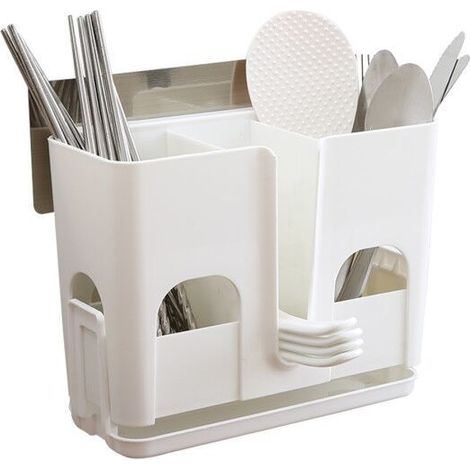 Égouttoir à vaisselle avec porte-ustensiles, organiseur d'évier et support de rangement pour cuisine (1/3)