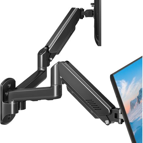 Support mural double écran pour écrans max. 32" jusqu'à 9 kg VESA 75/100 mm avec vérin à gaz rotatif à 360° (1/5)
