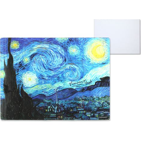 Schneidebrett aus Glas mit Ständer, dekoriert mit Van Goghs Sternennacht (1/4)