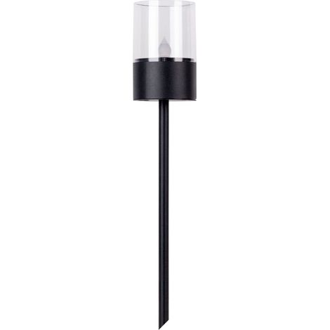Lot de 4 Balises Solaires de Jardin à Planter Métal et Plastique Noir IP44 7,5x7,5x37 cm - PANGIVO (1/5)