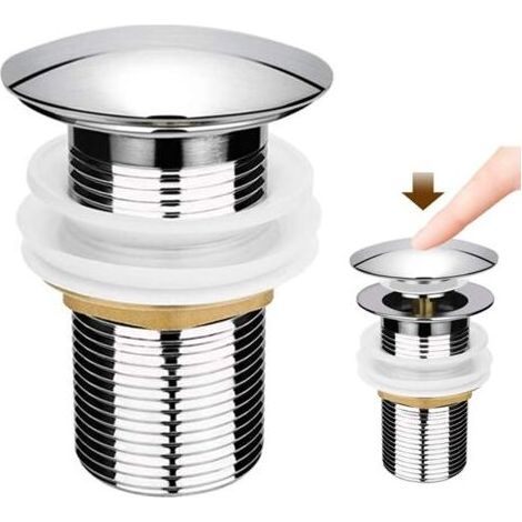Bonde de lavabo à ressort 36mm – Mécanisme clic-clac avec joint silicone – Acier inoxydable – Drainage rapide à pression (1/5)