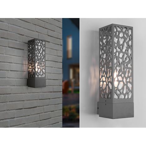 Außenwandleuchte eckig aus Edelstahl in Anthrazit mit E27 LED, Höhe 36cm (1/5)