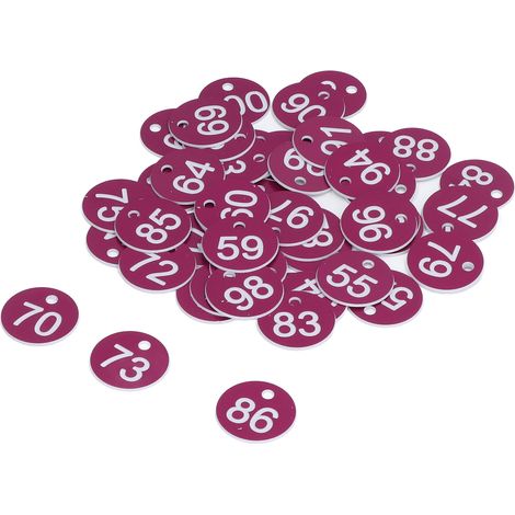 50 étiquettes rondes numérotées, simples et attrayantes, pour le matériel apicole, l'élevage d'abeilles et d'animaux, numéros 51 à 100, violettes (1/5)