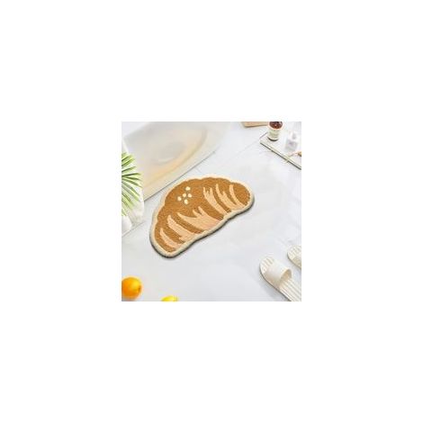 Petit tapis de salle de bain amusant en forme de croissant mignon, lavable, antidérapant et moelleux pour évier, chambre à coucher, chambre d'enfant