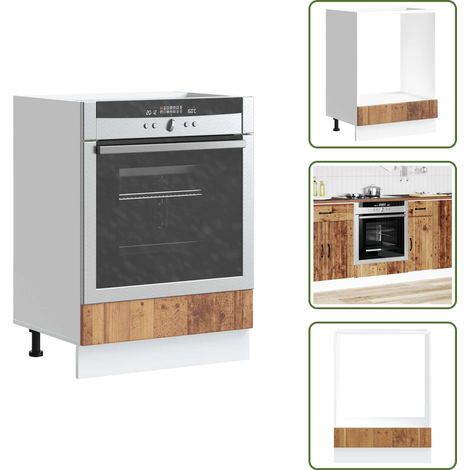 The Living Store Herdumbauschrank Lucca Altholz-Optik Holzwerkstoff - Ofenschrank (1/5)