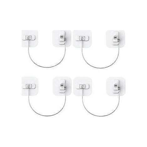 Lot de 4 verrous de porte de congélateur avec support de câble collé et clé pour (1/5)