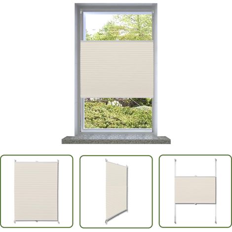 Plissee Faltrollo Rollo Plisseerollo 100x125cm Creme - Sonnenblende - Sicht Schutz - Plissee - Rollo - Faltrollo (1/5)