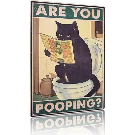 Affiche de Toilette en Métal, Affiche Décoration Murale Amusante, Affiche Chat Noir Drôle, Affiche Métal vintage, Décoration Murale Amusante pour Maison, Bureau, Magasin, Hôtel, Bar(3020cm) (1/2)