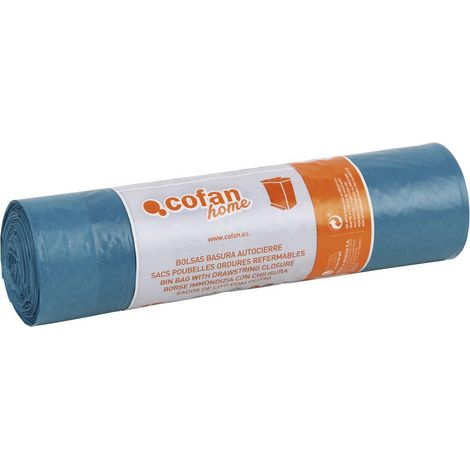 Bolsa De Basura Autocierre 55x55 G.65 Color Azul 15 Uds