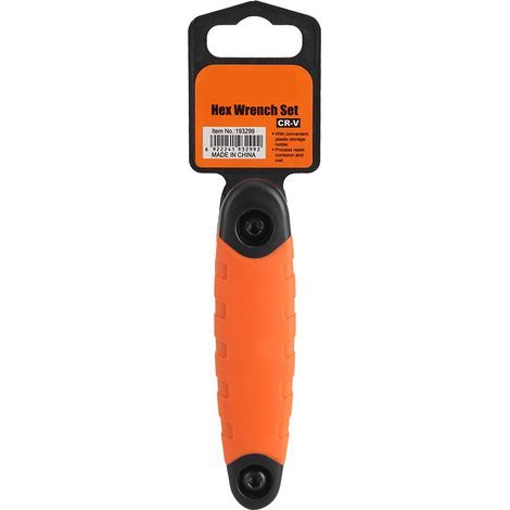 Lot 8 clés hexagonales pliables – acier inoxydable – orange – kit réparation (1/5)
