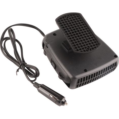 Ventilateur chauffant portable en ABS pour voiture, avec dégivreur de pare-brise et base rotative à 360° pour un chauffage rapide (noir). (1/5)