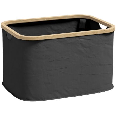 SABIR Panier à linge pliable 36 L corbeille linge sale avec poignées rainurées pour salle de bain chambre à coucher buanderie (1/5)