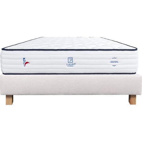 Ensemble Matelas Patriote, 27 cm, ressorts ensachés, ferme, face été/hiver + sommier beige ep20cm, 160x200cm (1/5)