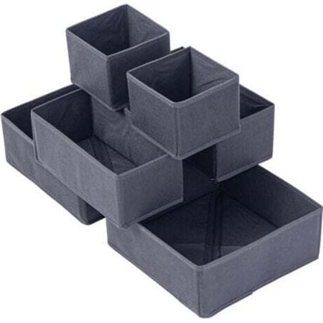 Organizzatore per cassetti/organizer per vestiti, pieghevole, per armadio, camera da letto o cucina, set da 6, grigio