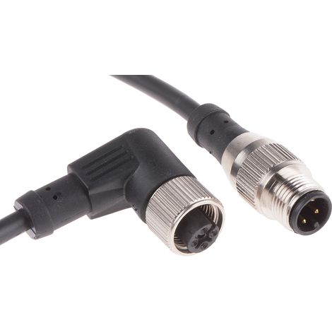 Cordon RS PRO 4 conducteurs , M12 Femelle vers Fiche mâle droite M8 Mâle, 2m ( Prix pour 1 )
