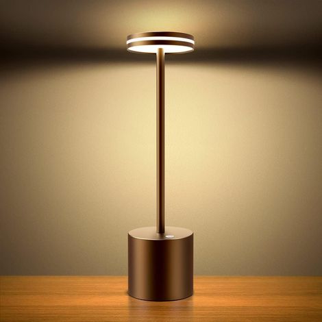lampe de table sans fil rechargeable 5000mAh, LED bureau tactile Dimmable  usb lumiere puissante pile,3 températures de couleur, pour chevet, camping, interieur, exterieur, terrasse, restaurant (1/5)