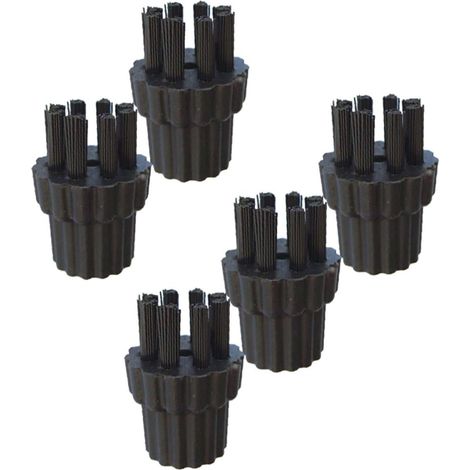 Ensemble de 5 brosses pour nettoyeur vapeur, en plastique noir (1/5)