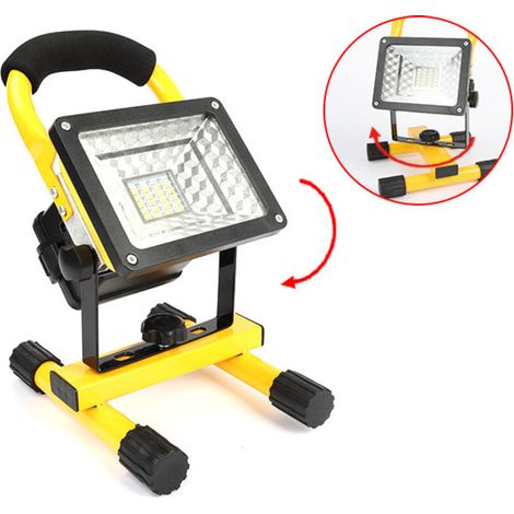 Spot de Chantier, 30W LED Projecteur Chantier, 1000LM Projecteur LED Rechargeable 6000K Blanc Froid, IP65 Eclairage Chantier, Lampe Portable pour Bricolage Réparation Camping pêche
