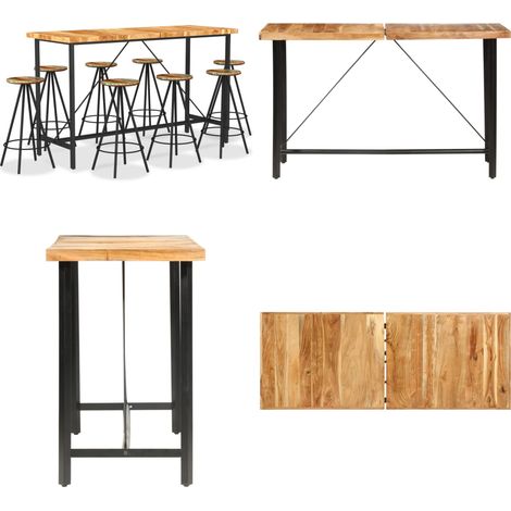 9-tlg. Bar-Set Massivholz Akazie und Altholz - Bartisch - Massivholz (1/5)