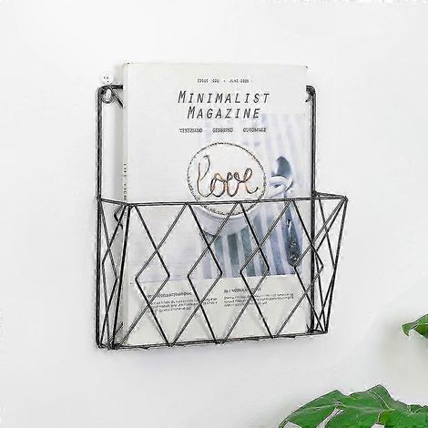 Wandmontierter Zeitschriftenhalter aus Draht, hängender Aufbewahrungsorganizer, für Büro und Zuhause, praktischer Zeitschriftenhalter, robuste Stahlkonstruktion (1/5)