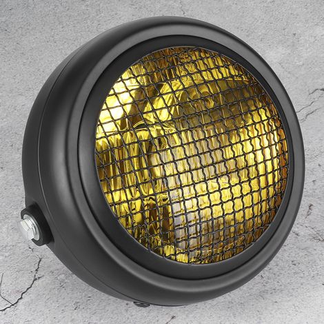 7-Zoll-Motorradgrill-Scheinwerfer, 55 W, Retro-Stil, Halogen-Scheinwerfer mit hoher Helligkeit, gelbe Linse (1/5)