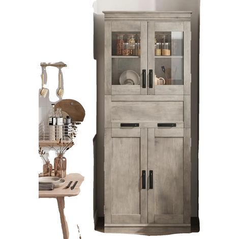 Armario de almacenamiento, 4 puertas, estantes ajustables, gris. (1/2)