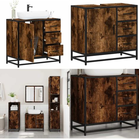 vidaXL Waschbeckenunterschrank Räuchereiche 65x33x60 cm Holzwerkstoff (1/5)