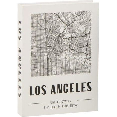Scatola Contenitore a Libro Los Angeles Bianco Mappa Nera