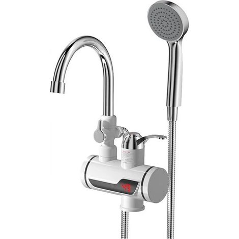 Calentador de agua eléctrico instantáneo sin tanque - Grifo de cocina con LED, color beige. (1/2)