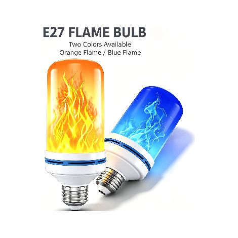 Ampoule led effet flamme 1 bleu 1 jaune culot E27 lumière scintillante décoration extérieure pour halloween porche entrée maison (1/4)