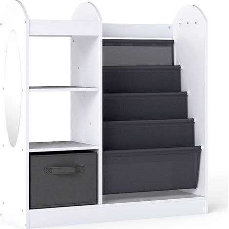 Libreria per bambini con specchio e contenitore, bianca