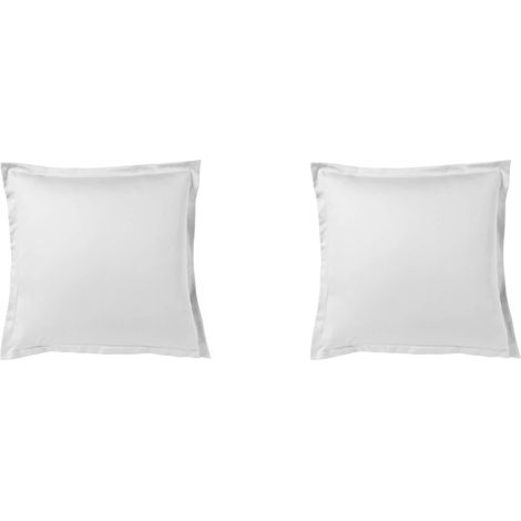 Lot de 2 taies d'oreiller blanc 100% satin de coton 65x65 cm (1/2)