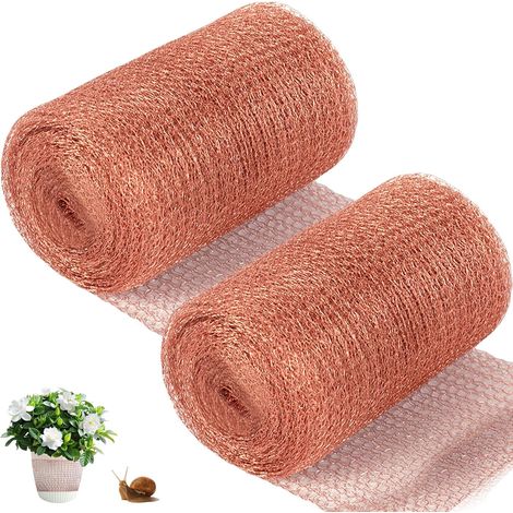 Lot de 2 rouleaux de filet en cuivre 12,7 cm x 6 m : tresse en cuivre pur, ruban de cuivre contre les escargots, les souris, les escargots et les escargots - Treillis en cuivre pour le jardin, la (1/5)