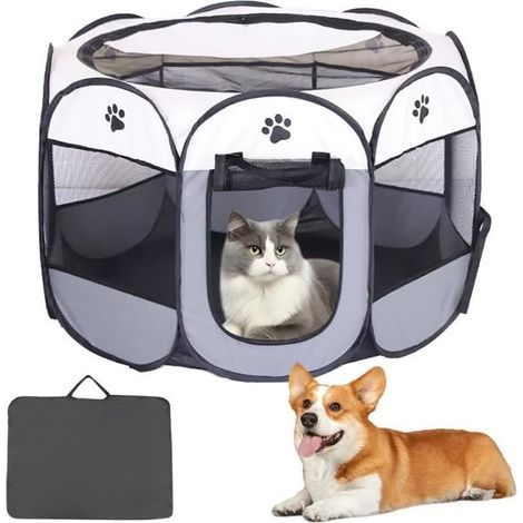 Portable Pet Playpen for Dogs and Cats, Oxford Cloth Enclosure, 74x74x43 cm