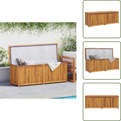 Gartenbox 150x50x55 cm Massivholz Teak - Gartenbox - Teakholz Gartenmöbel - Außenaufbewahrung - Gartenorganisation - Wetterfestes Möbel