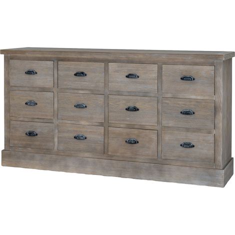 Haldon Collection 12 Drawer Chest - Wood - L40 x W170 x H88 cm - Brown