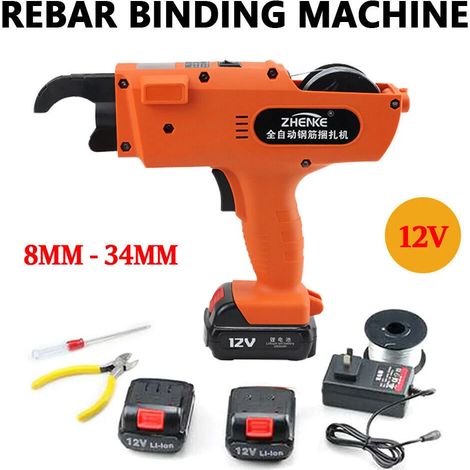 Automatische Bindemaschine 8-34mm Rebar Stahlbeton Drahtbindemaschine mit 2 Akku + 1 Bindedrahtrollen