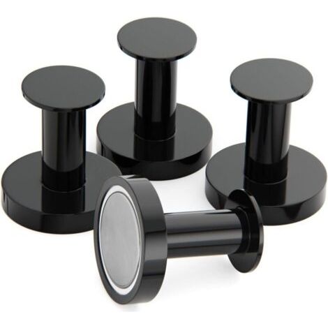 Porte Manteaux Aimantés, patère magnétique, 4 Crochets Muraux Noirs Extrêmement Solides, Porte Manteaux pour Porte avec Aimant en Métal Néodyme Rare, Crochets Porte de Frigo