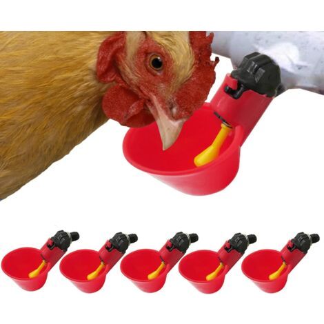 Volaille Automatique Abreuvoir,6 PCS Buveur de volaille,Poulet Abreuvoir D'eau,Buveurs Automatiques Abreuvoirs en Plastique Rouge Backyards Canard Oiseau Caille Pigeon Poule Alimentation D'eau Bol H42 (1/5)