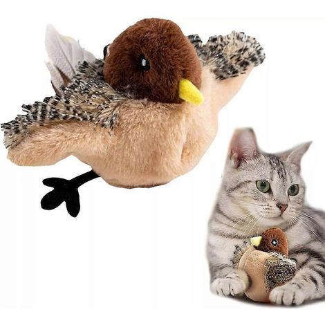 Oiseau volant en plumes, jouet pour chat imitant un oiseau qui vole, jouet pour chat simulant le chant d'un oiseau (1/5)