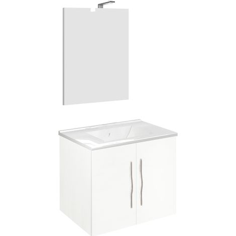 Corallo 4052 Base sospesa 2 cassettoni lavabo cm. 61 specchio Lampada bianco