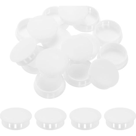 32 x 30 mm White Plastic Hole Plugs, Panel Hole Plugs Recessed Type Insert Tips for Tubes, Lockhole, Cabinet, Furniture Cabinet (1/5)