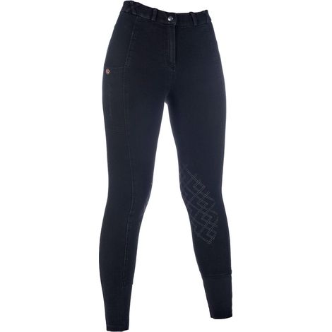 50 IT, Nero: Damen stretchige Reitjeans mit Silikonkniepatch Modell Harbour Island Denim (1/5)