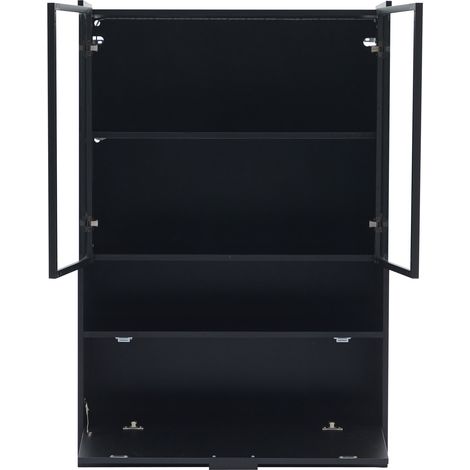 Vitrina LED negra mate con puertas de vidrio templado, 120 x 80 x 35 cm, MODENUIT (1/5)