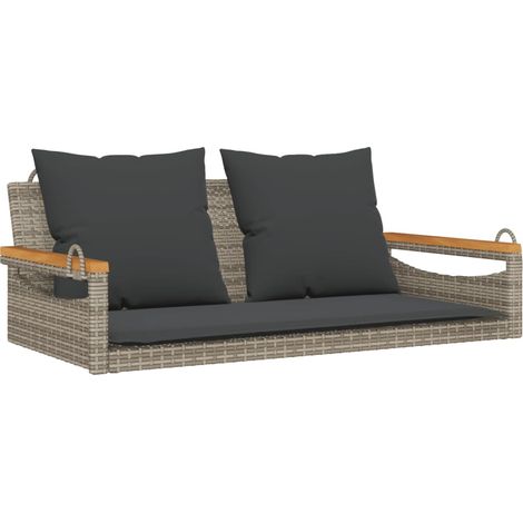 Maison Exclusive - Panchina Dondolo con Cuscini Grigia 109x62x40 cm in Polyrattan