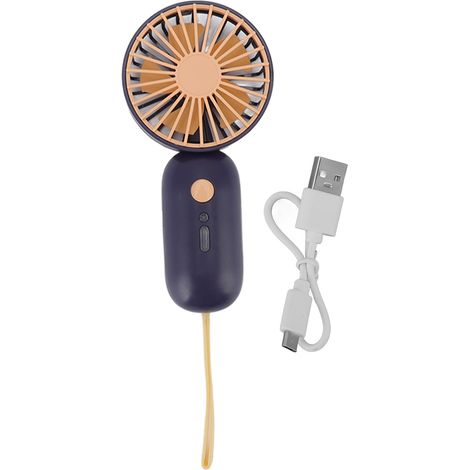 Ventilateur portable mini, silencieux, 3 vitesses, chargement USB, facile à contrôler, idéal pour la maison, le bureau et les voyages (bleu).