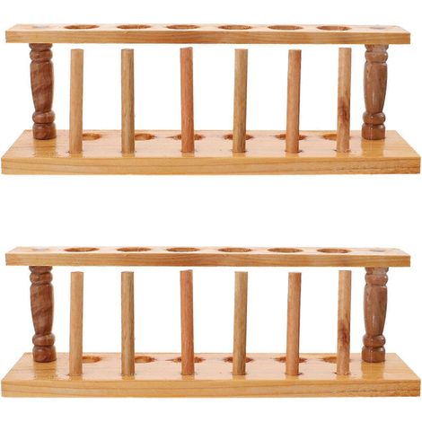 Lot de 2 supports en bois pour tubes à essai, organisateur pratique pour tubes à essai de laboratoire-20.6X8.8cm