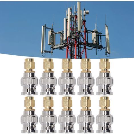 10 pezzi Adattatore da SMA maschio a BNC maschio per cavo coassiale RF - Connettore di conversione (1/5)