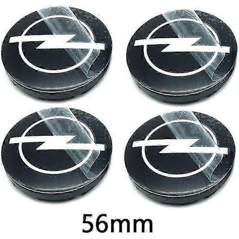 4 Radkappen (56 mm, 59 mm, 60 mm, 64 mm und 68 mm) für Opel Astra, Mokka, Insignia, Zafira, Corsa und Tigra (mit Emblem, Logo, Emblem). 4 Stück, 56 mm, schwarz.